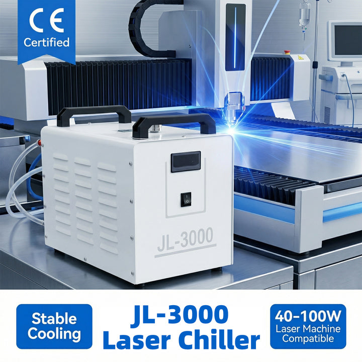 Industrial Water Chiller JL-3000 Portable CO2 Laser Chiller for 60~100W CO2 Laser Machines & Medical Laser Devices