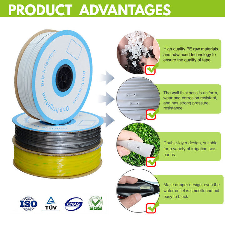 China Manufacture Drip Tape 2000m PE Flat Tubing 0.4mm 1 Hectare Drip Tape Irrigation System for Berry Farm Irrigation Peru