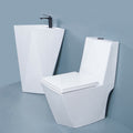 Modern Diamond Design One Piece Ceramic Toilet and Pedestal Basin Sink Set for Hotel Washroom Luxury WC