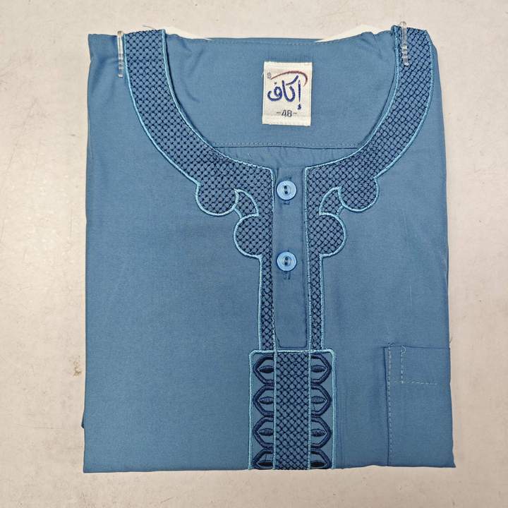3X Fabric Men Moroccan Style Boys Thobe Islamic Thobe for Boys Blue Muslim Thobe for Baby Boy