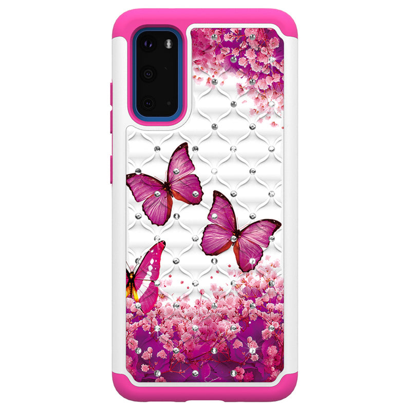 glitter diamond high quality tpu pc hybrid cute butterfly phone case for samsung galaxy s11e for alcatel for google pixel 4 xl