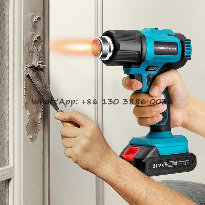 Industrial 21V Lithium Battery Temperature Adjustable Electric Heat Gun Cordless Hot Air Gun for Shrink Wrap and Welding