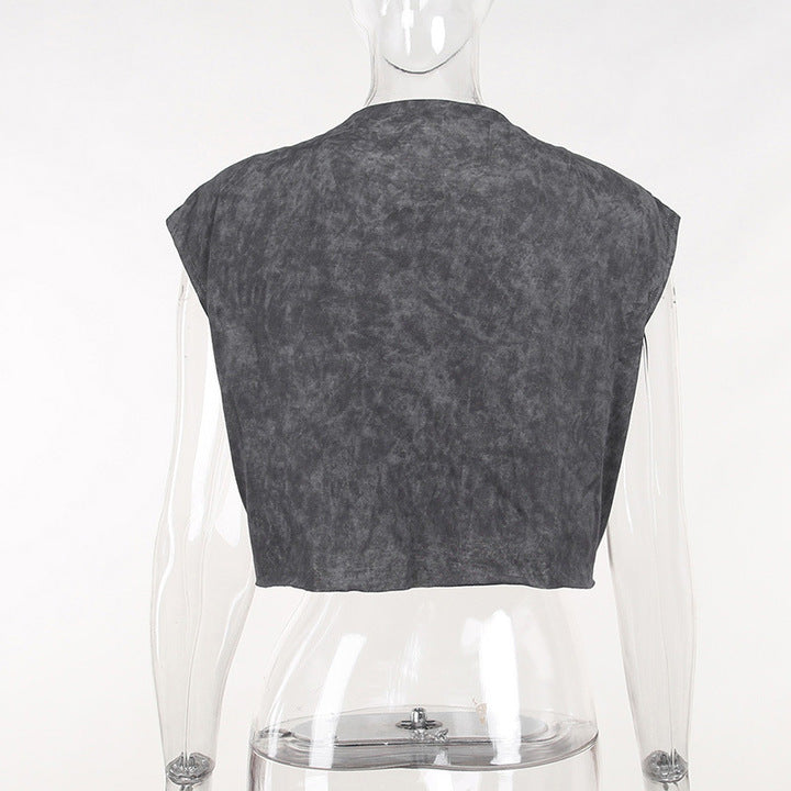 Wholesale Summer Women Crop T Shirt Letter Print Sleeveless Casual Street Wear Fashionable Woman Shirt Crop Tops