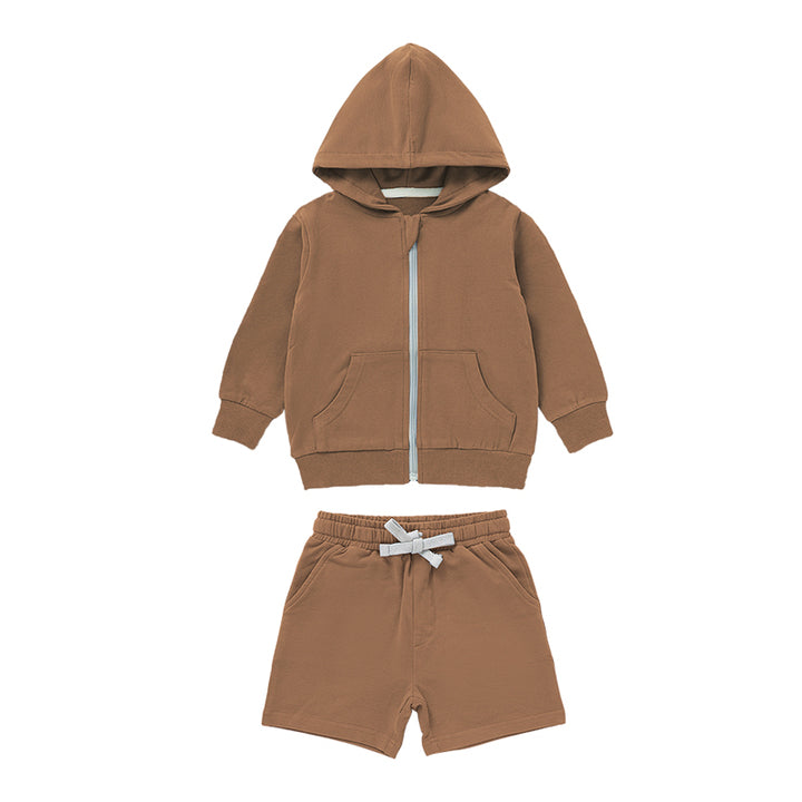Solid Fashion Children Baby Hoodies Sweatshirts and Shorts Set Baby Clothing Set Autumn
