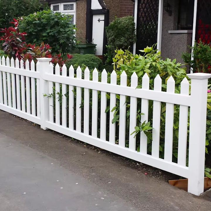 PVC Fence in White 4 ft High Vinyl Picket Fence, Decorative Garden Picket Fencing Panels, Plastic PVC Gardening Fences