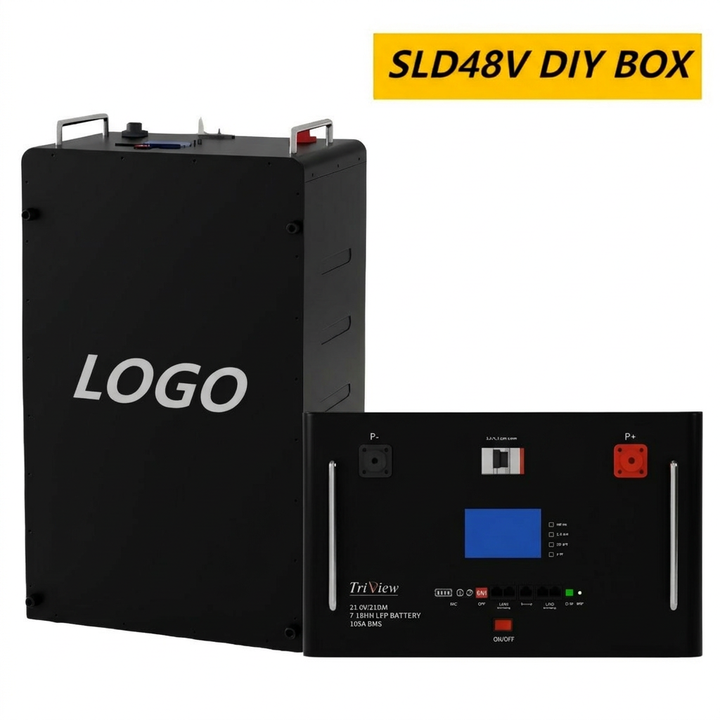 SLD48V Empty Battery Box with 2 Handles | 1.0mm SGCC Black/ White Powder Coated for 16pcs 314AH LiFePO4
