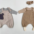 Spring Autumn Fashion Baby Clothes Breathable Infant Boys Girls Solid Casual Overalls Suspender Rompers Vintage Baby Outfits New