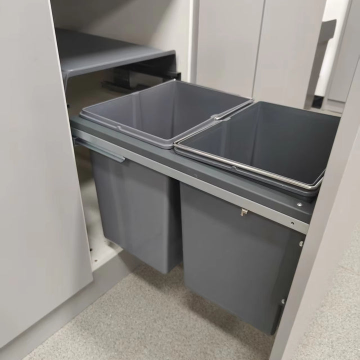Modern Grey Color Plastic Pull Out Trash Can for Kitchen and Bathroom Small Storage Bucket Garbage Can