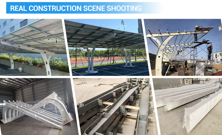 Easy Install Solar Carport Ground Mounting System Carbon Steel for Quick Solar Energy Setup High Wind Load