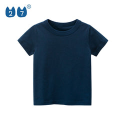Custom Printing Solid Color Unisex Kids Top Clothes Cotton Comfortable Girls Boys Short Sleeve T Shirt