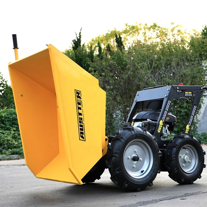 AUSTTER 250KG 500KG Gas Motor Power Wheelbarrow Barrow Gasoline Motorized 4 Wheels Mini Truck 4x4 Small Dumper