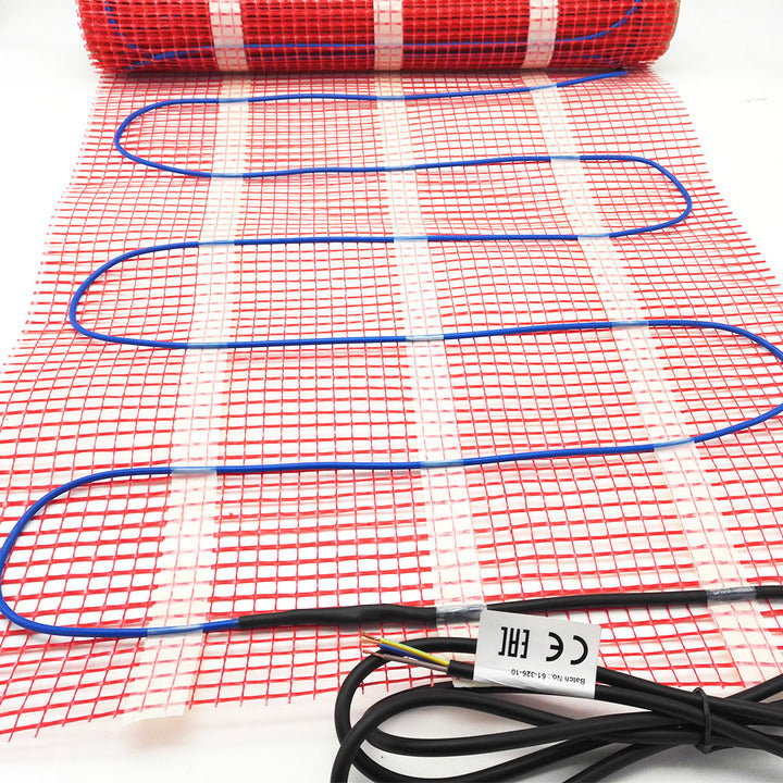 150W/M2 50cmX20m Electric Radiant Underfloor Dual Core Heating Fibreglass Mesh Mat Kit System for Tiles Ceramic Porcelain Stone