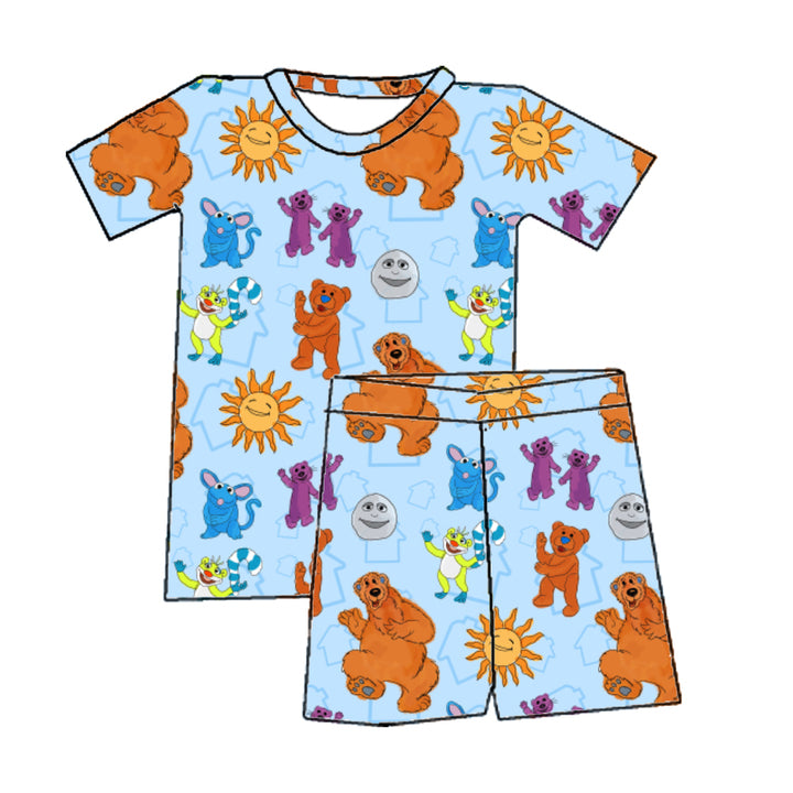 New 2026 Bamboo Fiber Short Sleeve Top and Pants Baby Boys Suit Boys Summer Cute Cartoon Short Sleeved Shorts Clothes Set