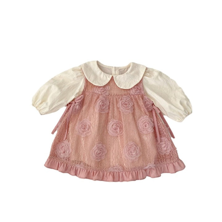 2026 Autumn New Baby Rompers Sweet Tridimensional Flower Dress Romper Two-piece Baby Girl Birthday Dress