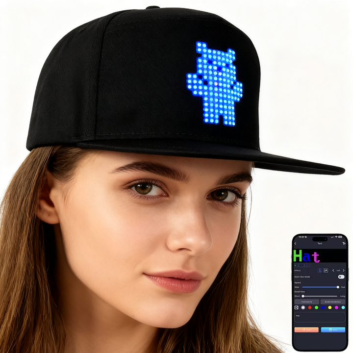 Personalized LED Pixel Cap Screen Hat LED Display Hat Cap Rolling LED Hat with Programmable Scrolling Message