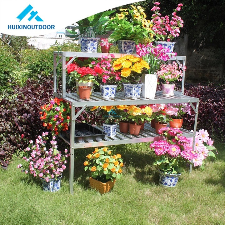 Hot Selling Two Staging Greenhouse Aluminum Shelving Accessories Fast Assembly Bracket Standing Pot Racks Shelf for Garden Use