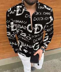 slim men tee dress shirts casual clothes men long sleeve printing shirts mens shirts
