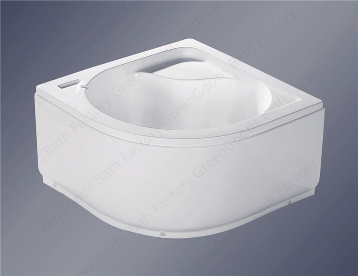 Economic Modern Quartz Acrylic Algeria Corner Bathtubs 110x110 cm Soaking Apron for Hotel Use