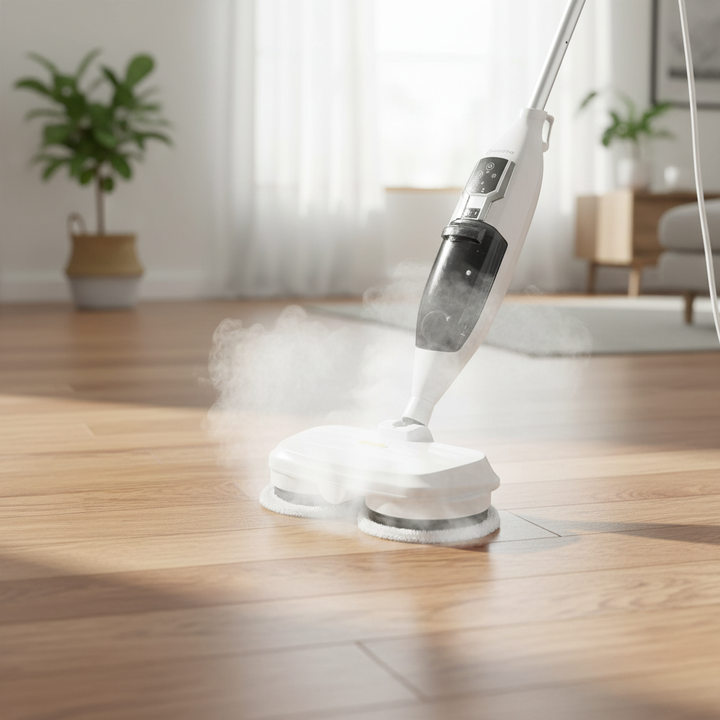 Handheld High Temperature Electric Wet Mop Roller Brush Spin Rotating Scrubber Steam Mop for Tiles Floor