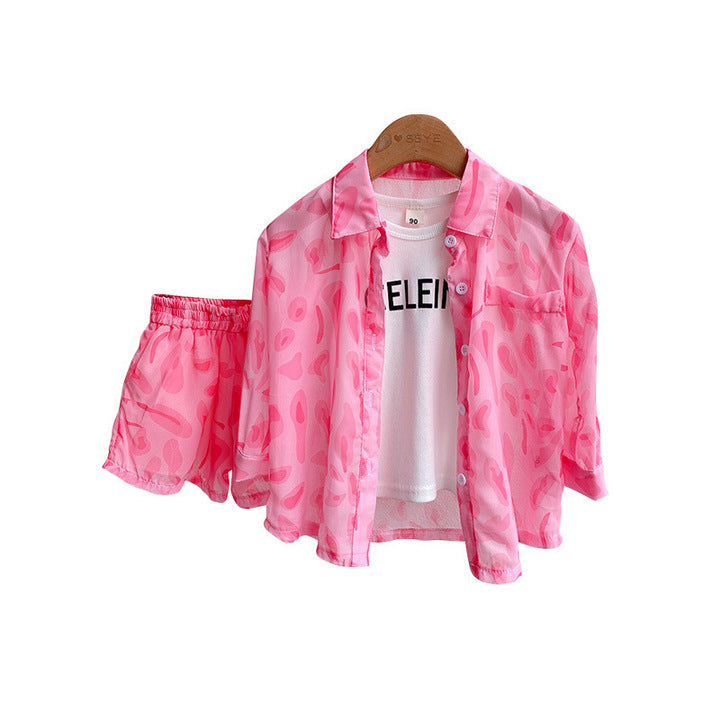 New Fashion Casual Kids Clothing Suit Sun Protection Jacket + Shorts Two-Piece Set for Children Thin Style