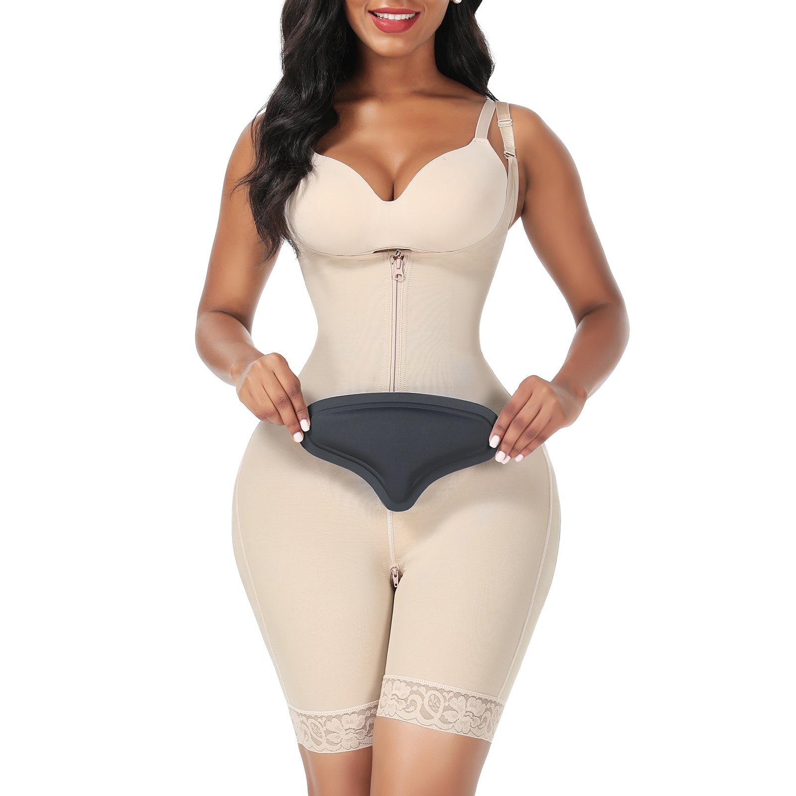 women shapewear slimming bodysuit underbust bodyshaper thigh zipper full body shaper with butt lift full body waist trainer
