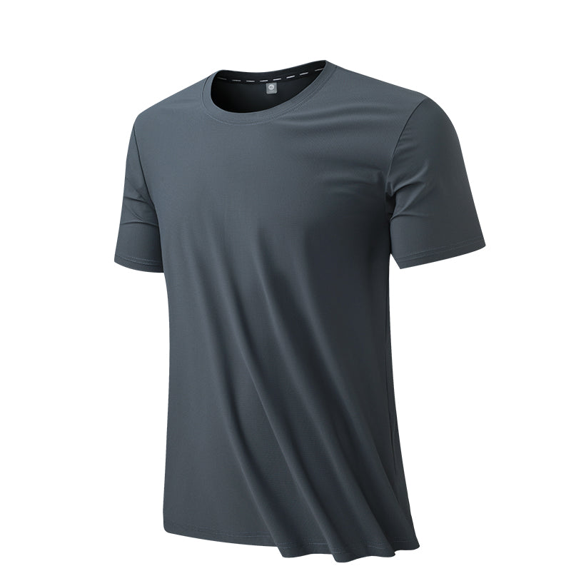 New Style Cooling Fabric Round-Neck Shirt Knitted Gym Wear T-Shirt Quick Dry Plain Men T-Shirts