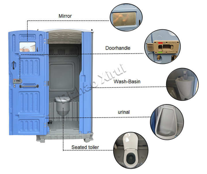 Mobile HDPE Composting Portable Toilets Prefabricated Cabin WCs for Construction Movable Chemical Toilets for Sale