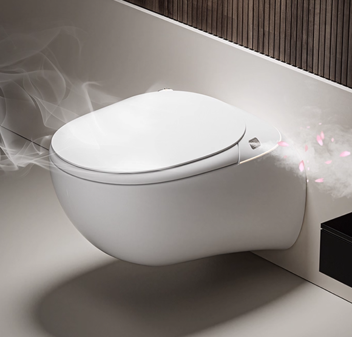 2026 Release Smart Modern Design Automatic Elongated Bidet Closet One-Piece Wall-Hung Built-In Water Tank P-Trap Remote Control
