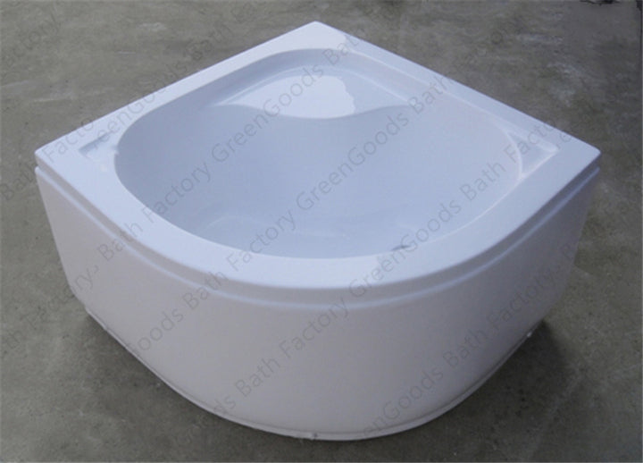 Economic Modern Quartz Acrylic Algeria Corner Bathtubs 110x110 cm Soaking Apron for Hotel Use
