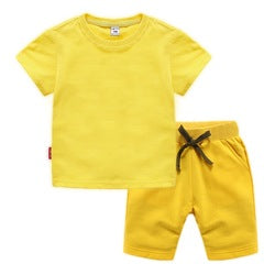 Conyson 2022 Summer Solid Color Cotton Shorts And T Shirt Kids Clothing Sets Custom Baby Boys Clothing Sets 4 To 12 Years Old