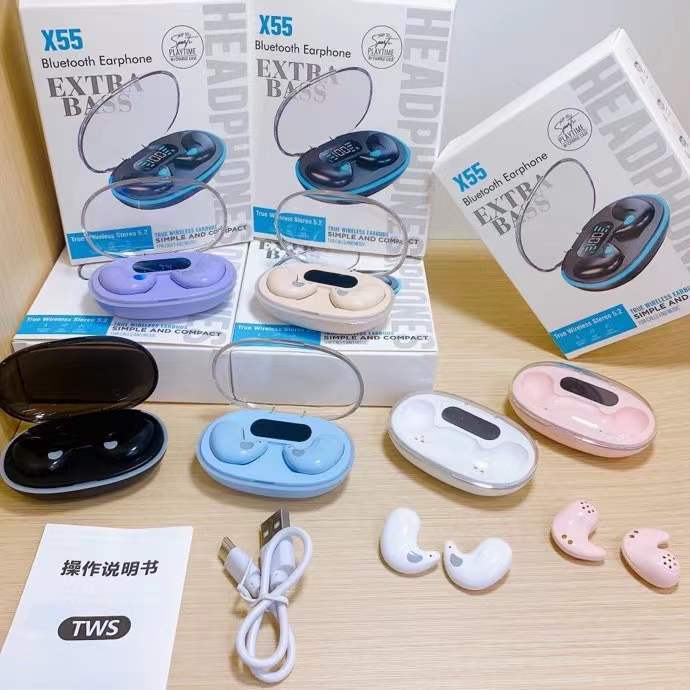 2026 Cheap Invisible Wireless Earphone Bt 5.3 Handfree 9D Stereo Sports Gaming in-Ear Headphone x55 sleeping earbuds