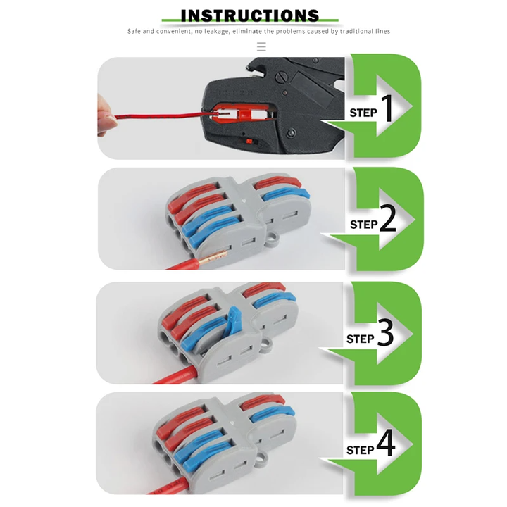 Compact Universal Push-In Electrical Connectors Quick Splitter Wiring Cable Connector Copper Butt Terminal Block AWG28-12 Power
