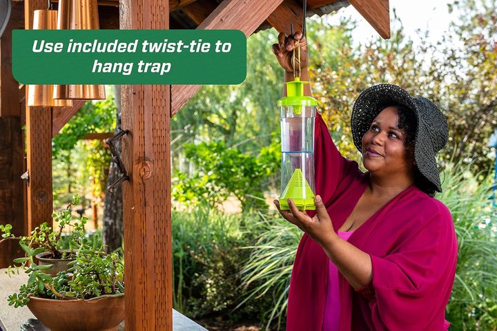 2 Pack Solid Telescopic Dual-use Columnar Wasp Trap Fly Insect Trap Long-Lasting (>480 Hours) Garden Outdoor