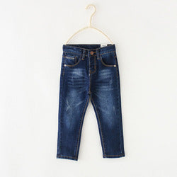 Wholesale youth jeans children's slim full-length washed jeans boys jeans kids denim pants