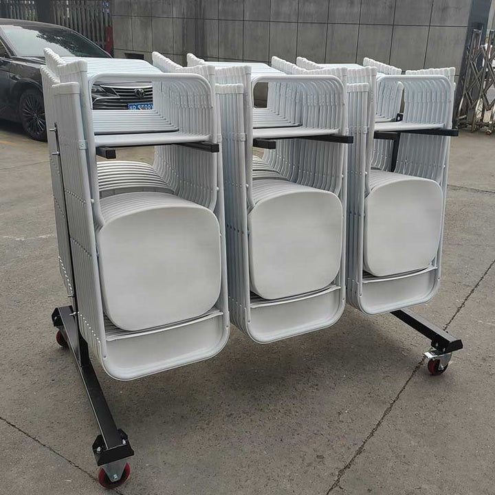 Warehouse Storage Beach Banquets Camping Weddings Four-Wheel Platform Tool Single Row 3-Column Hanging Folding Chair Trolley