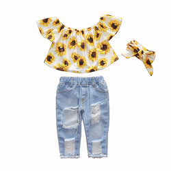 2PCS Set Toddler Kids Baby Girls Outfits Clothes T-Shirt Vest Tops+Shorts Pants