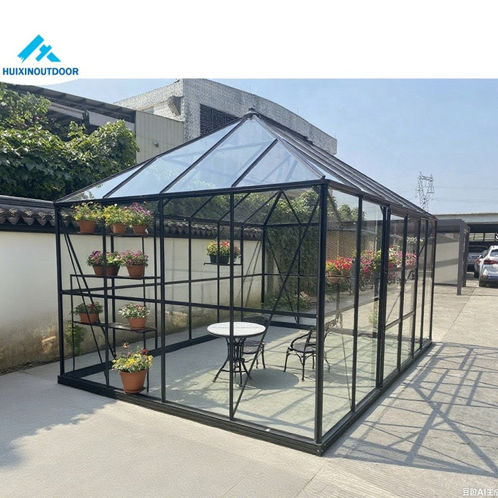 Enhanced Version Rectangular Tempered Glasshouse Resistant to Snowstorms Garden Conservatory Plant Growing Orangery Greenhouse