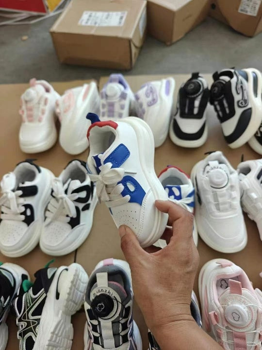 Children's Sports Shoes Boys and Girls Casual Shoes Breathable Mesh Surface Rotating Button Fashion Children's Shoes Wholesale