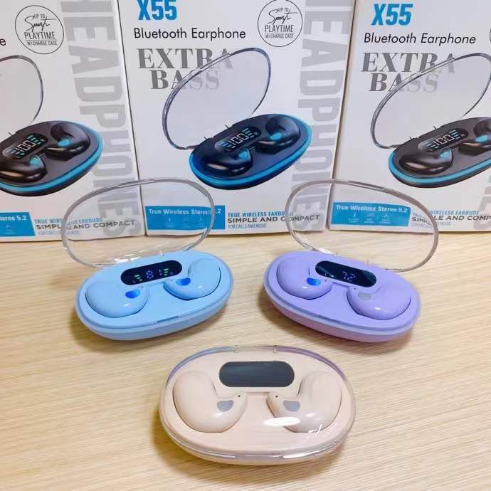 2026 Cheap Invisible Wireless Earphone Bt 5.3 Handfree 9D Stereo Sports Gaming in-Ear Headphone x55 sleeping earbuds
