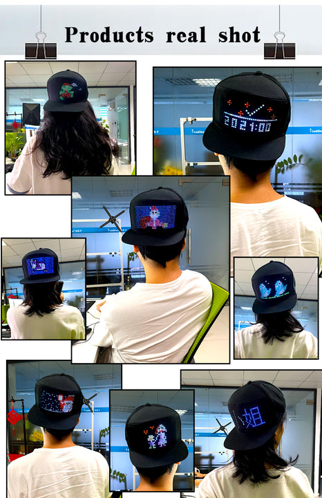 Personalized LED Pixel Cap Screen Hat LED Display Hat Cap Rolling LED Hat with Programmable Scrolling Message