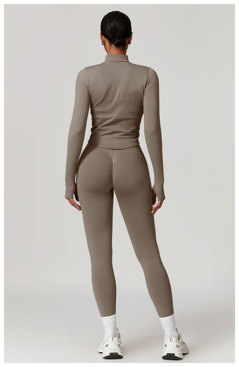 Fitness Gym Clothing 2 PCS Yoga Set Seamless Zipper Jacket Women Clothes High Waist Leggings Gym Fitness Sets
