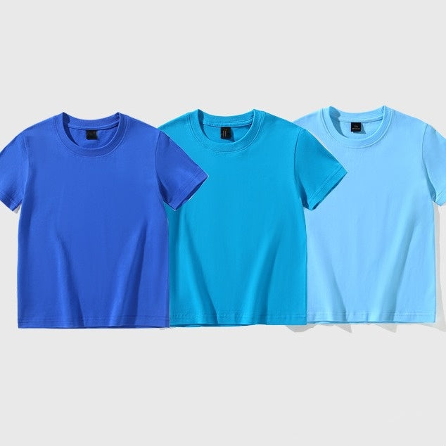 High Quality 200gsm 100% Cotton Children's Short Sleeve Loose T-shirt Boys Girls Solid Color Blank Printable Shirt Custom Logo