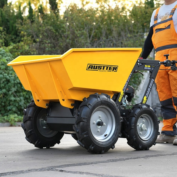 AUSTTER 250KG 500KG Gas Motor Power Wheelbarrow Barrow Gasoline Motorized 4 Wheels Mini Truck 4x4 Small Dumper