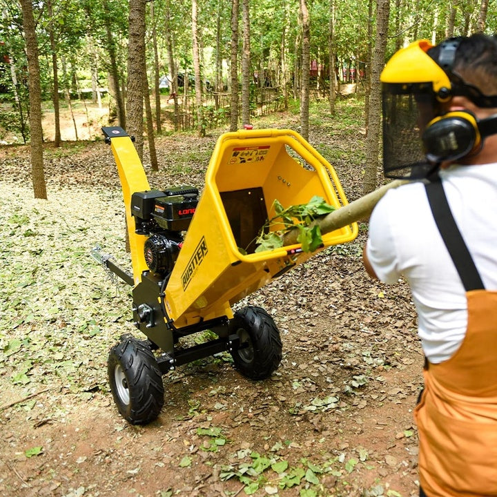AUSTTER 15HP 420cc Gasoline Engine Powered 6 Inch Wood Chipper Garden Shredder Wood Drum Chipper Machine