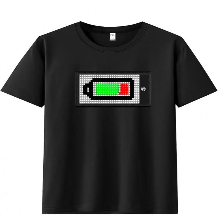 Fashionable Glowing T-Shirt with RGB Scrolling LED Sign USB Rechargeable Display LED T-Shirt Short Sleeves Cotton LED T Shirts