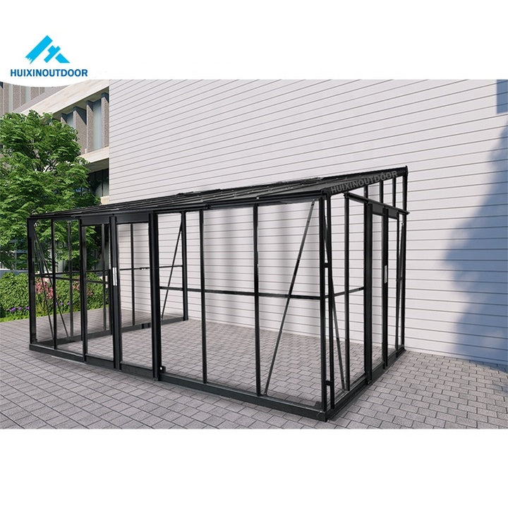 Eco Friendly Luxury Mini Garden Greenhouse Tempered Glass Lightweight Breathable Lean to Style Rubber Sealed Metal Greenhouse