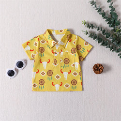 2023 New Fashion Polo T-Shirt for Boys Western Cowboy 1-6 Years Summer Kids Tops Baby Polo Kids Shirts