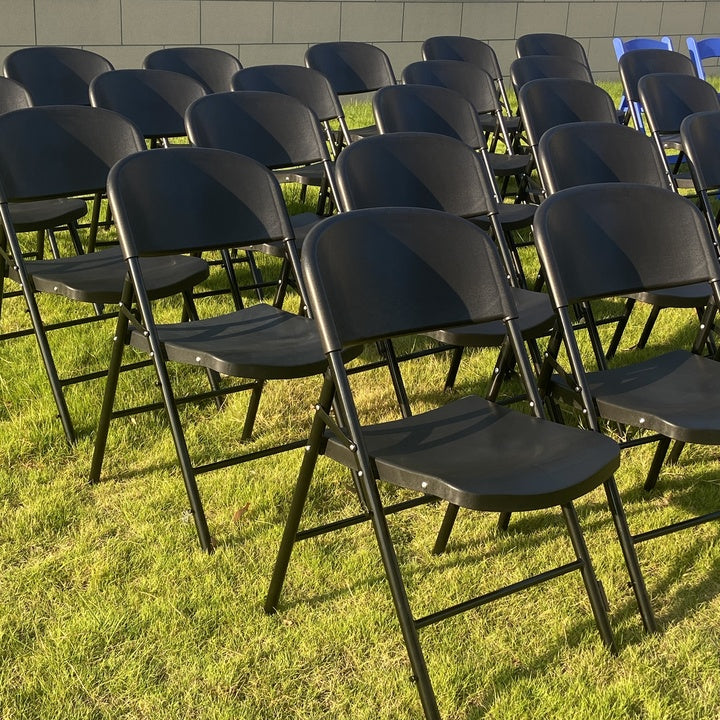 Cheap Strong Capacity Outdoor Garden Injection PP Plastic Portable Folding Chair-Bigger Size White/Black/Grey