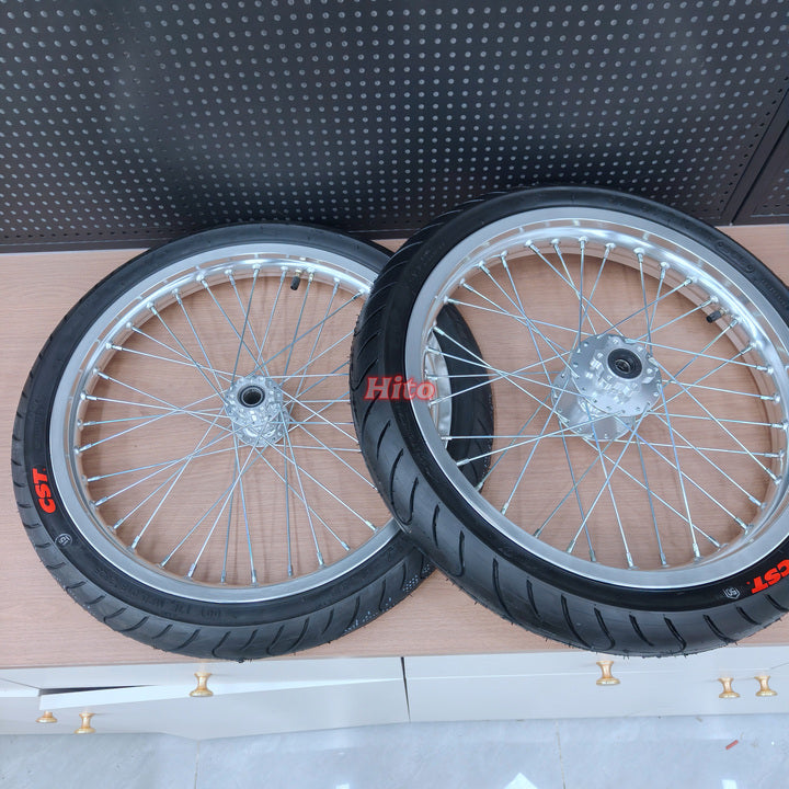 Silver Supermoto Wheels Casting Wheel Rim & Tire Assembly for Light Bee Lbx Talaria X3 Mx5Mx4 79bike V1+ 70/90-17 90/80-17
