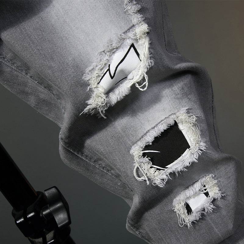 Europe and the United States Skinny Pants Badge Jeans Men Trendy Knee Hole Biker Jeans Low Cheap Price Men Jeans Denim